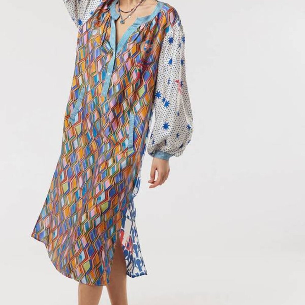 ME369 Flawed Hannah Midi Dress in Nautical Multicolor Graphic - Picture 3 of 3